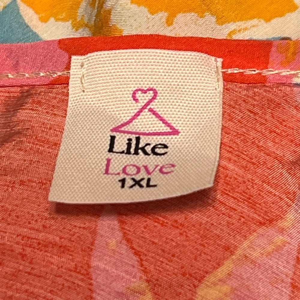 Like Love Pink and Blue MuMu-Style Resort Maxi Dress Sz 1x PTP 26” - Picture 7 of 7